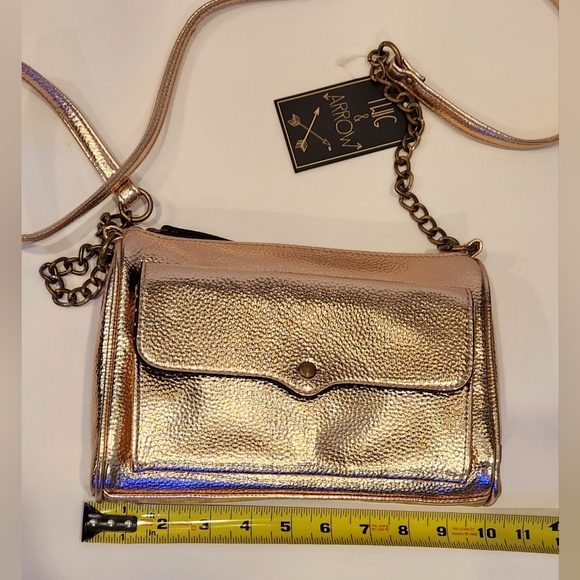 Gold Metallic y2k Studded Crossbody Purse New - Picture 8 of 10